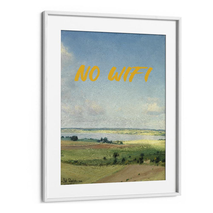 Stunning NO WIFI II, ALTERED ART PRINTS by The Art Concept, framed art featuring serene landscape and vibrant text.