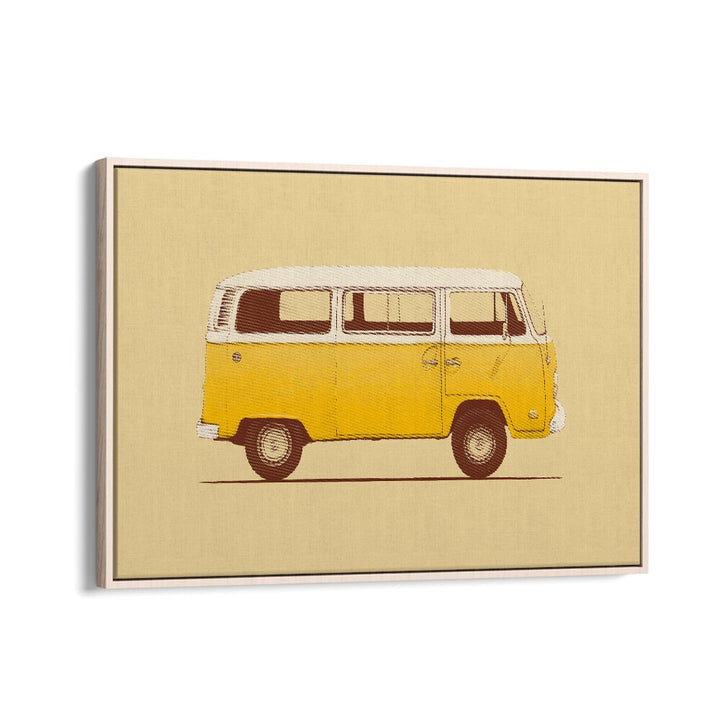 Bright yellow van art print from Florent Bodart, perfect for car enthusiasts. Ideal for YELLOW VAN, CAR POSTERS collection.