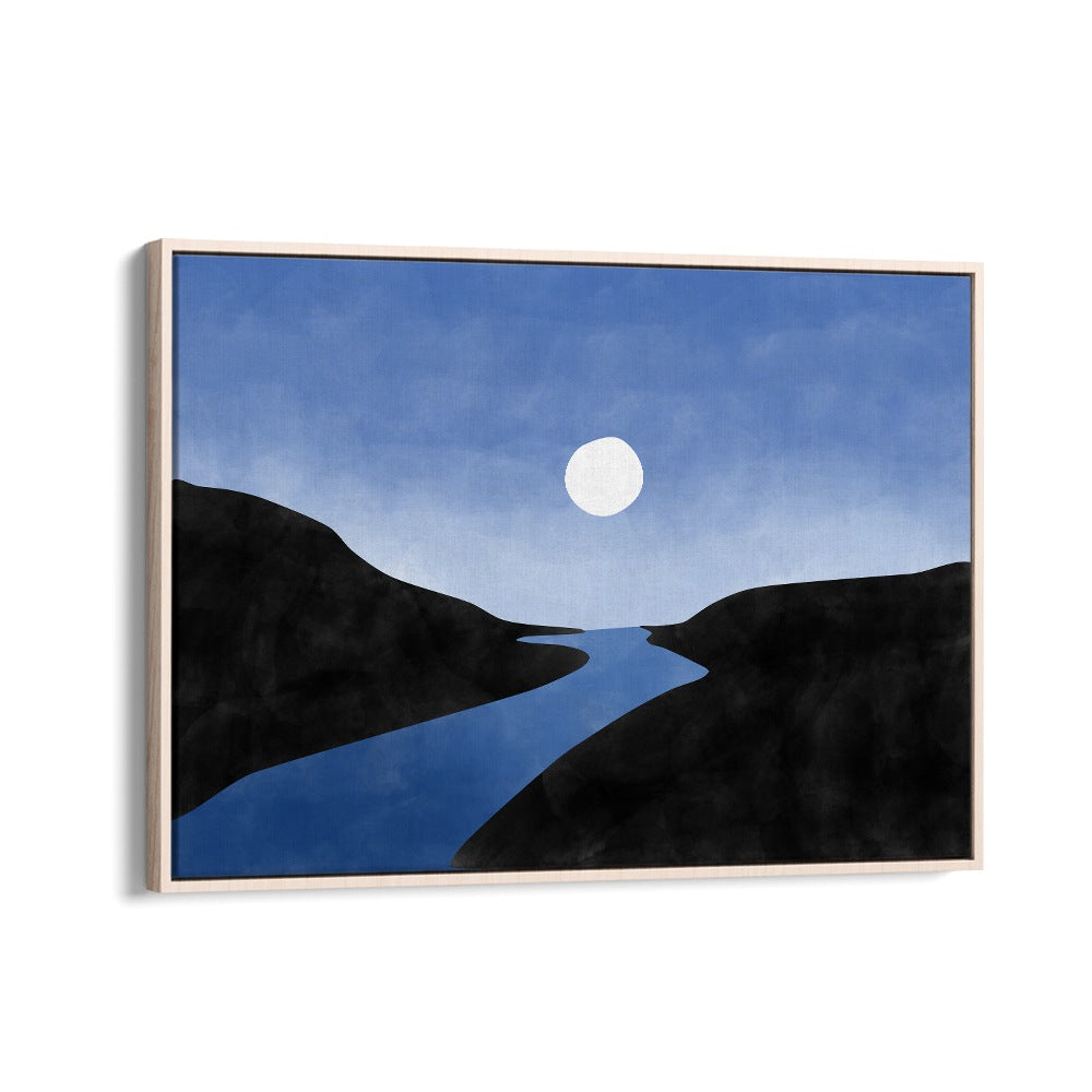 Stunning BLUE VALLEY I, LANDSCAPE PAINTINGS by Elena Ristova, capturing serene nature in vibrant blue tones.