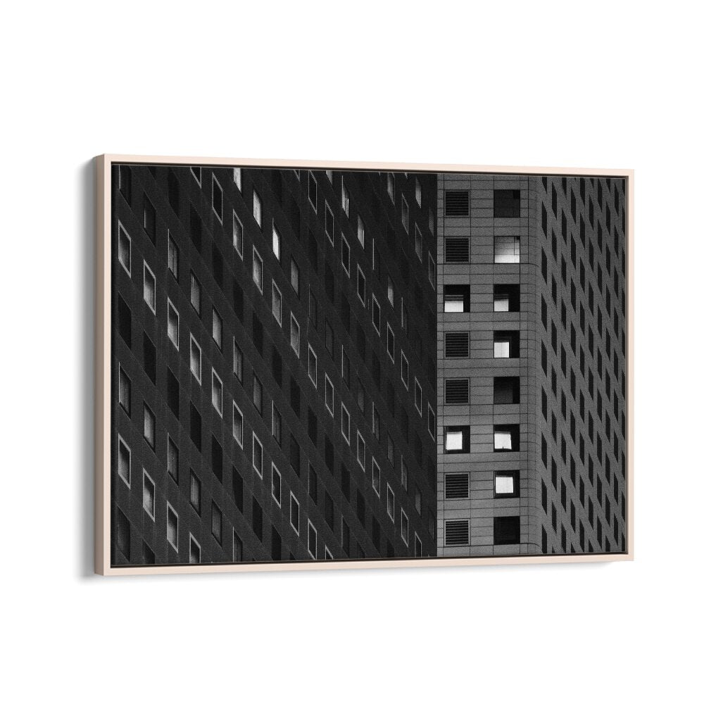 Stunning urban scene in black and white from the SQUARES, PHOTOGRAPHY PRINTS collection, showcasing architectural lines.