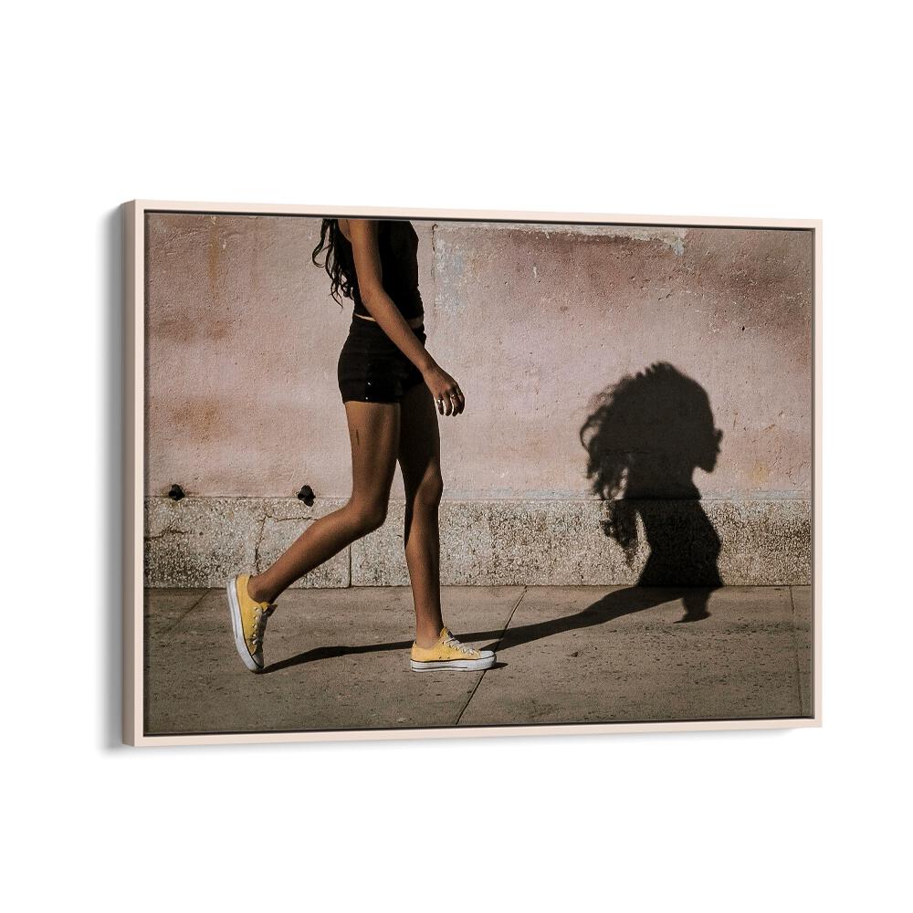 Elegant SHADOW , PHOTOGRAPHY PRINTS showcasing street art with a captivating silhouette on a textured wall.
