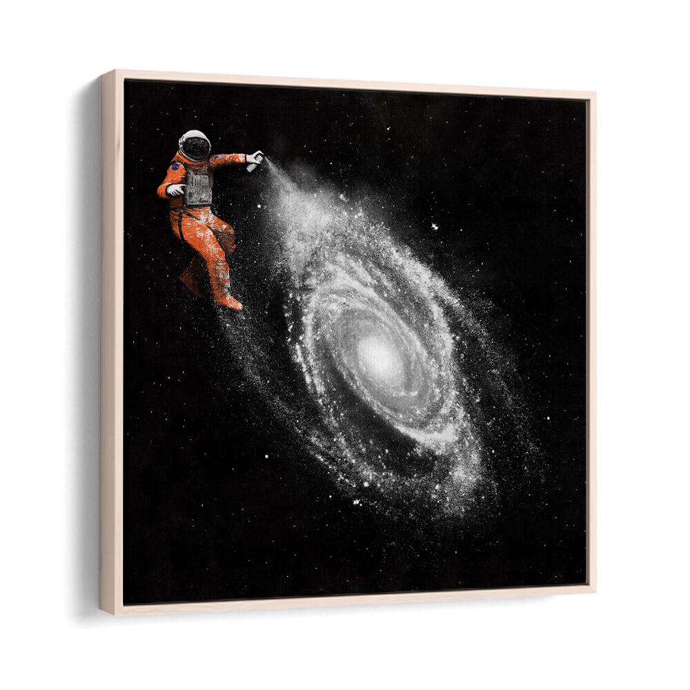 Stunning SPACE ART, SURREAL ART PRINTS featuring an astronaut exploring a galaxy, perfect for imaginative spaces.