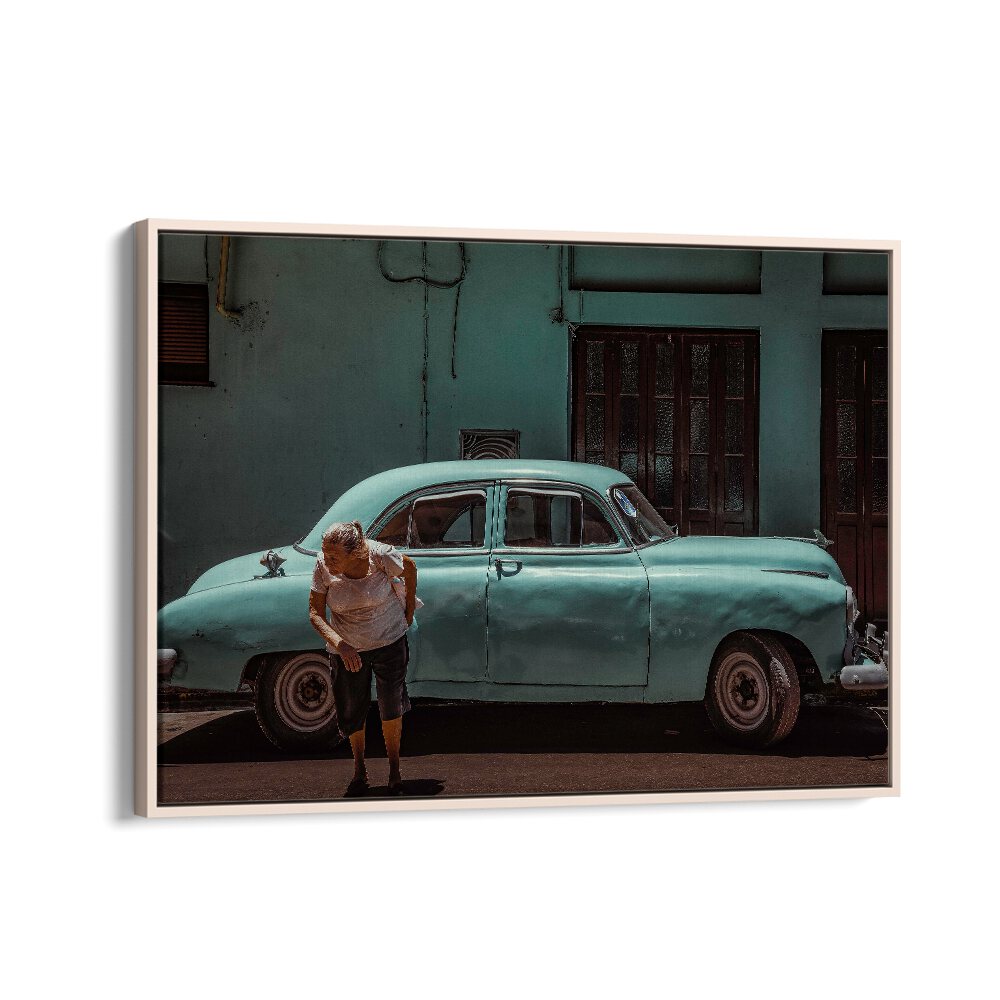 Vibrant scene of urban life featuring a classic car, part of the PASSING STREET, PHOTOGRAPHY PRINTS collection.