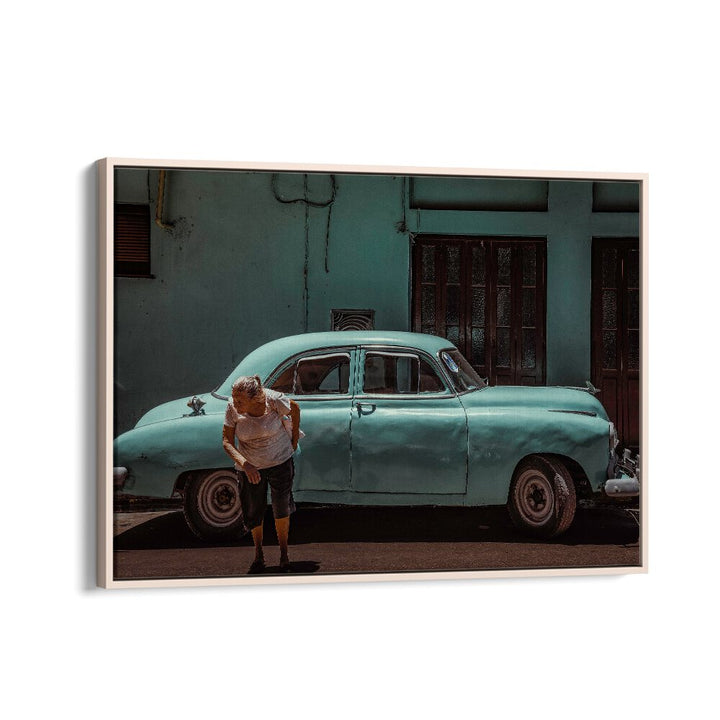 Vibrant scene of urban life featuring a classic car, part of the PASSING STREET, PHOTOGRAPHY PRINTS collection.