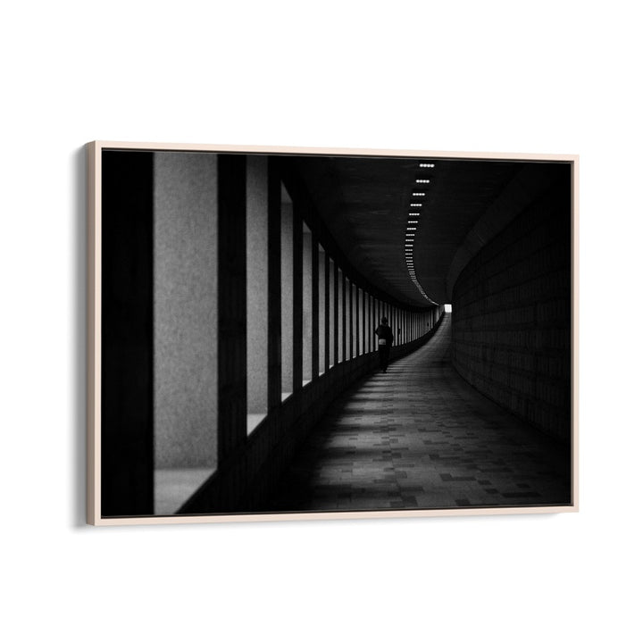 Transform your space with A CORNER, PHOTOGRAPHY PRINTS featuring a striking black-and-white corridor scene.