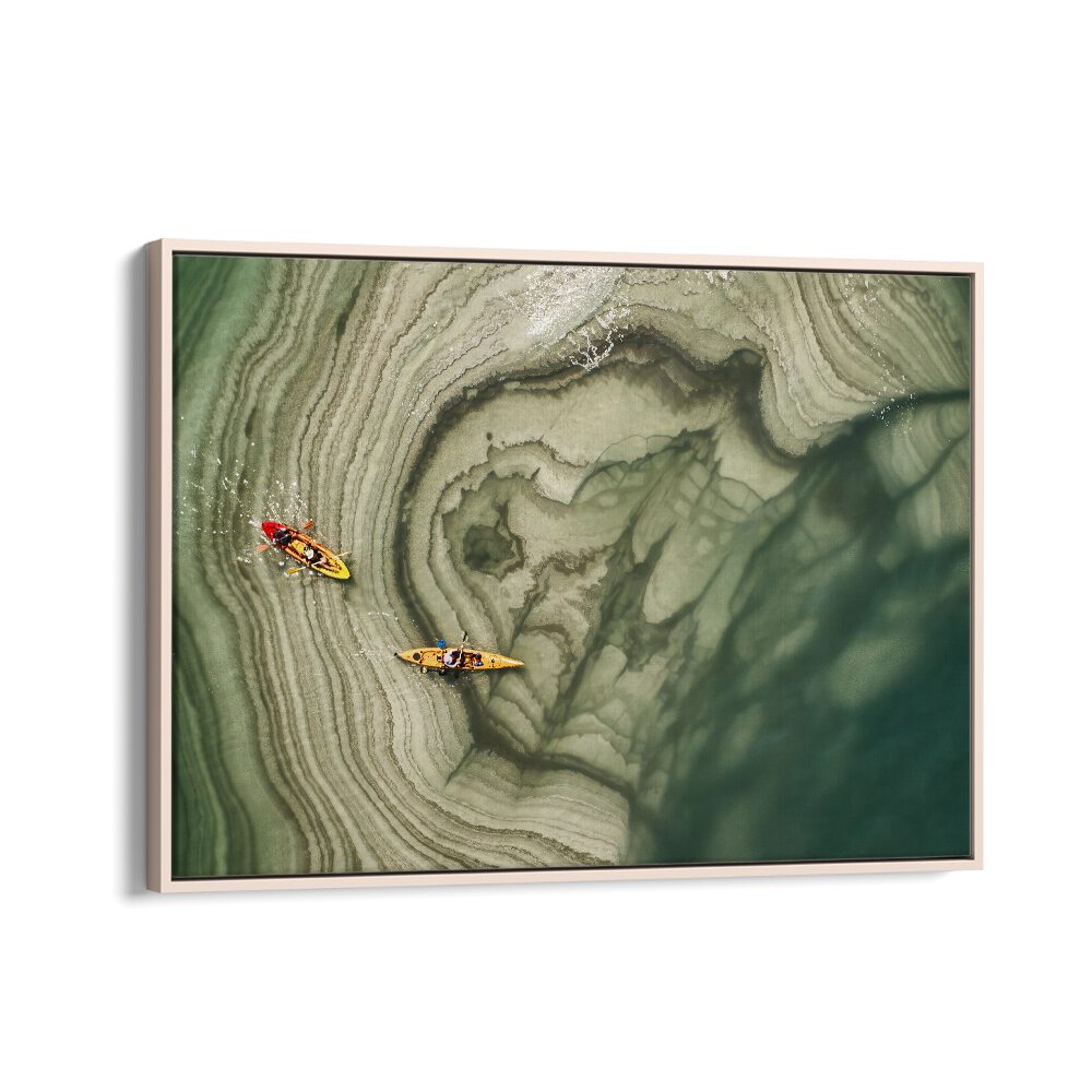 Kayakers explore the stunning Dead Sea landscape in this DEAD SEA KAYAKING TRIP, PHOTOGRAPHY PRINTS artwork.