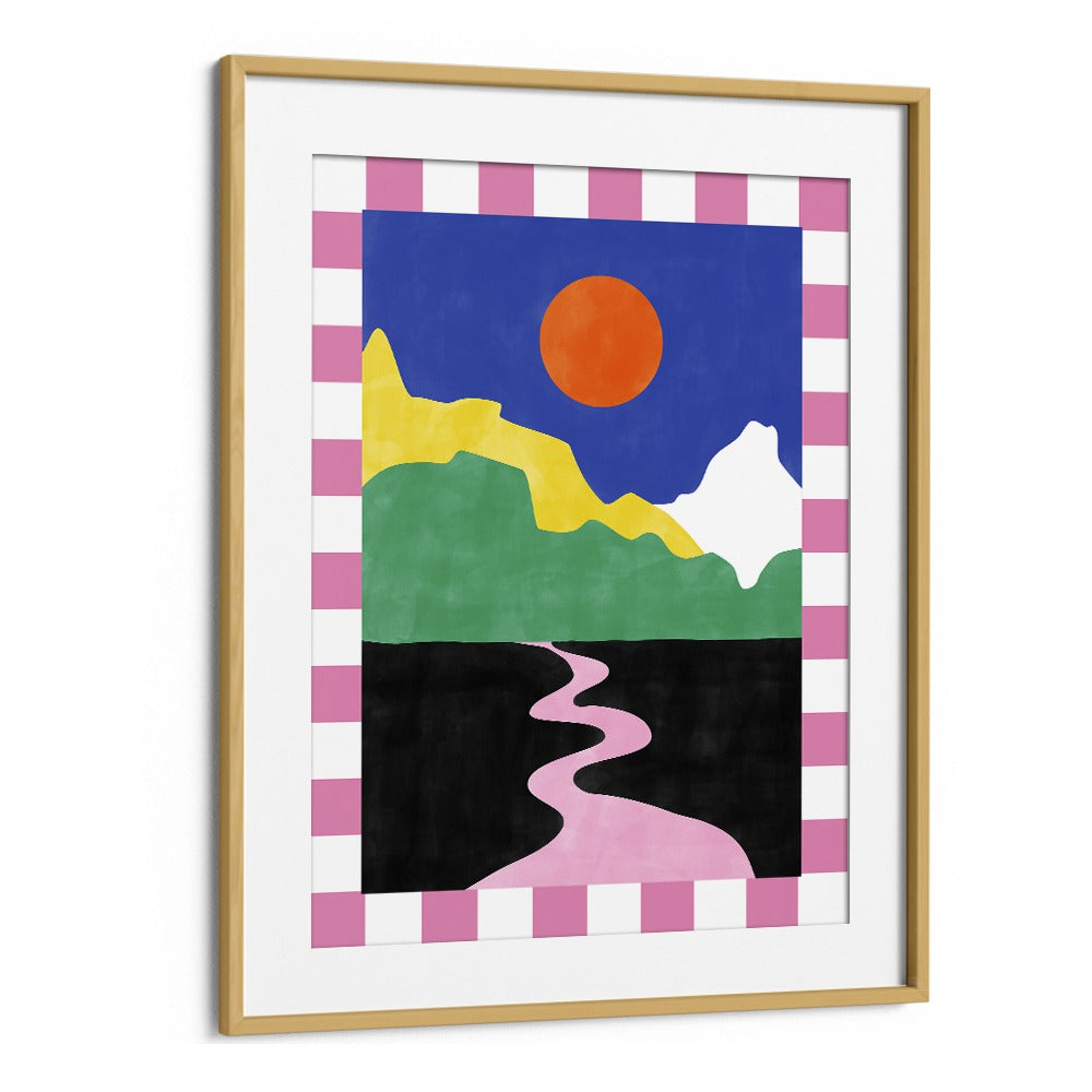 Vibrant PINK ROAD, LANDSCAPE PAINTINGS by Elena Ristova, featuring a colorful path and serene scenery for your space.