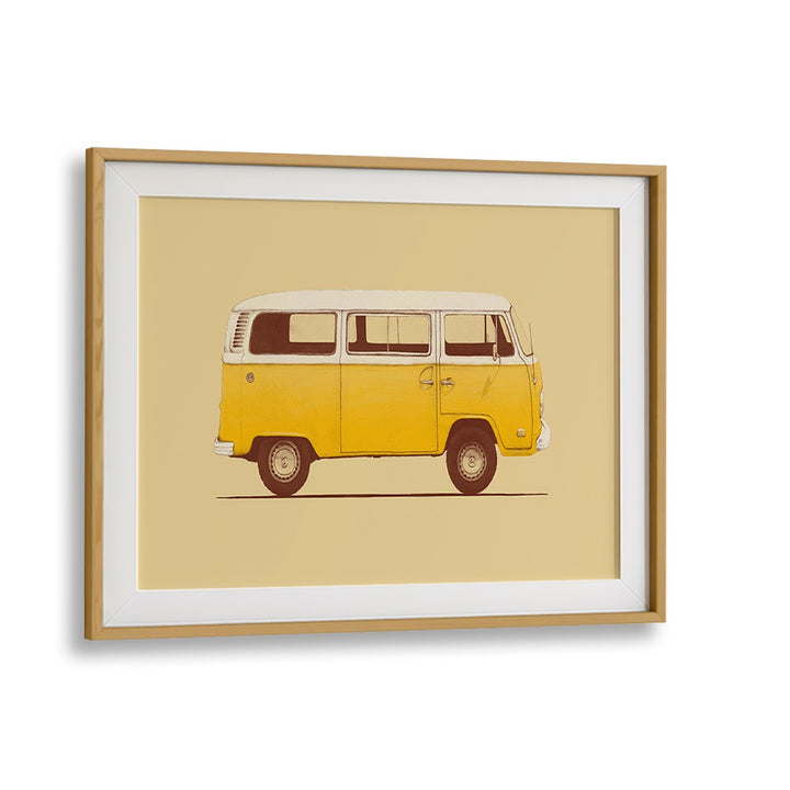 Charming YELLOW VAN, CAR POSTERS by Florent Bodart, showcasing vintage automotive art in a stylish frame.