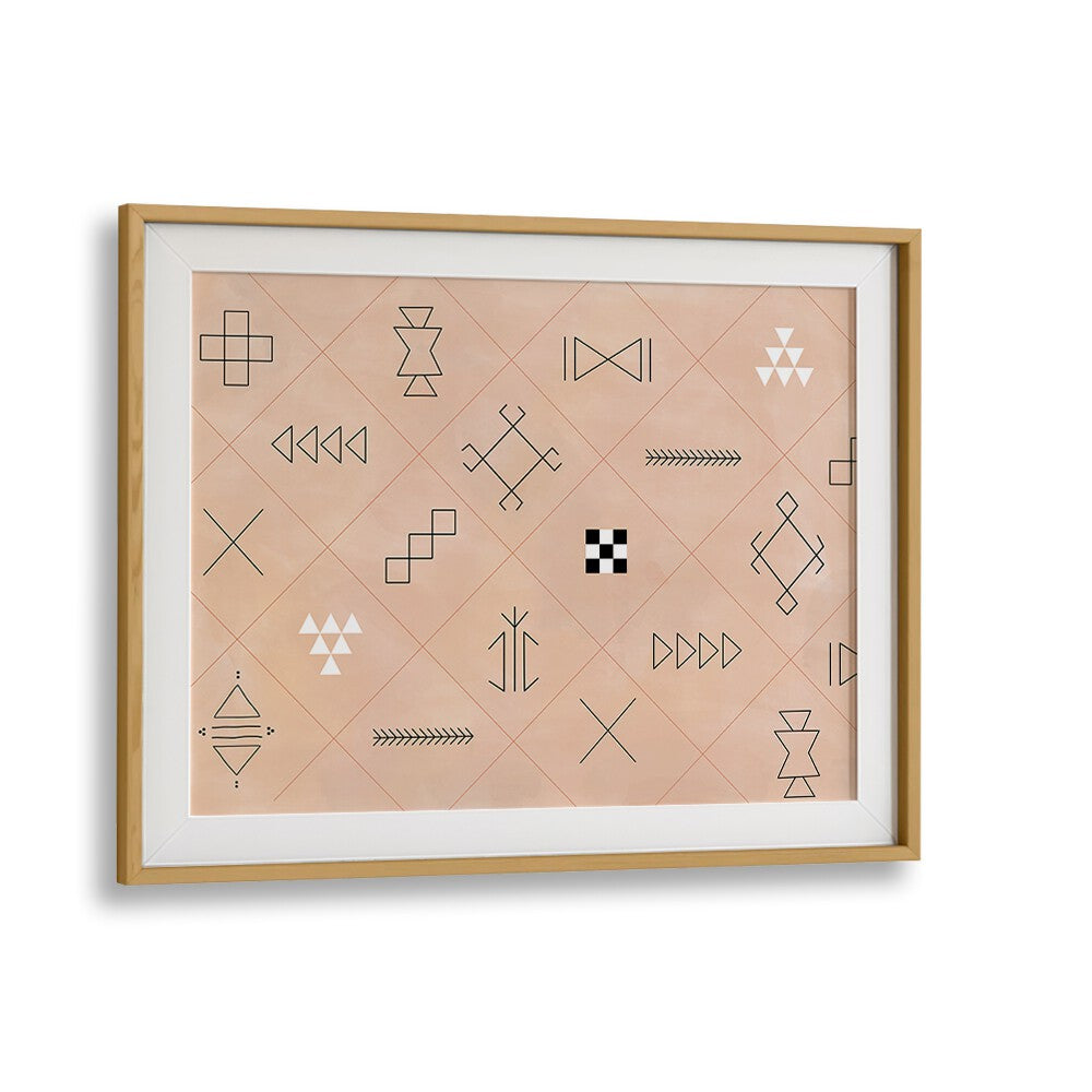 Geometric designs and soft hues define these SYMBOLS, BOHO ART PAINTINGS by Elena Ristova, perfect for modern decor.