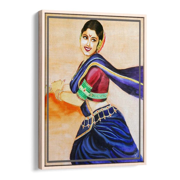 Smiling woman in traditional attire represents joy and grace in RHYTHM OF BEAUTY, INDIAN ART PAINTINGS.