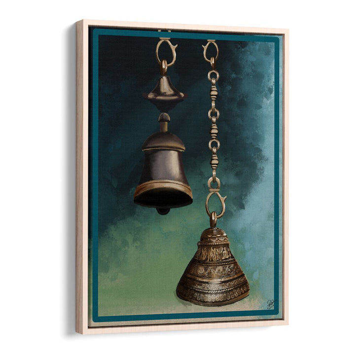 THE HARMONY, INDIAN ART PAINTINGS showcase intricate brass bells with realistic textures and authentic details.