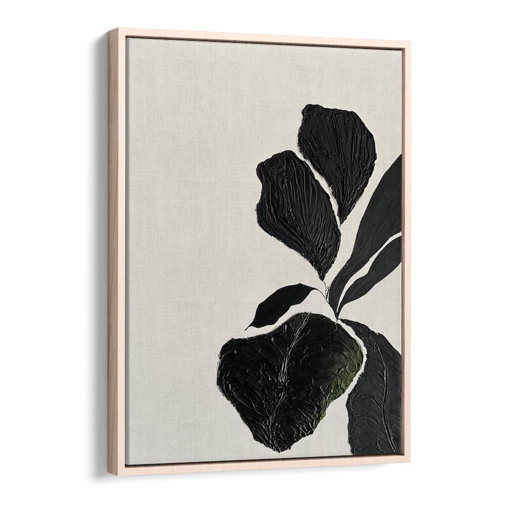 THE MUTUAL FEELING - I, FLORAL FLOWER PAINTINGS showcase elegant black leaf artistry, perfect for any modern decor.