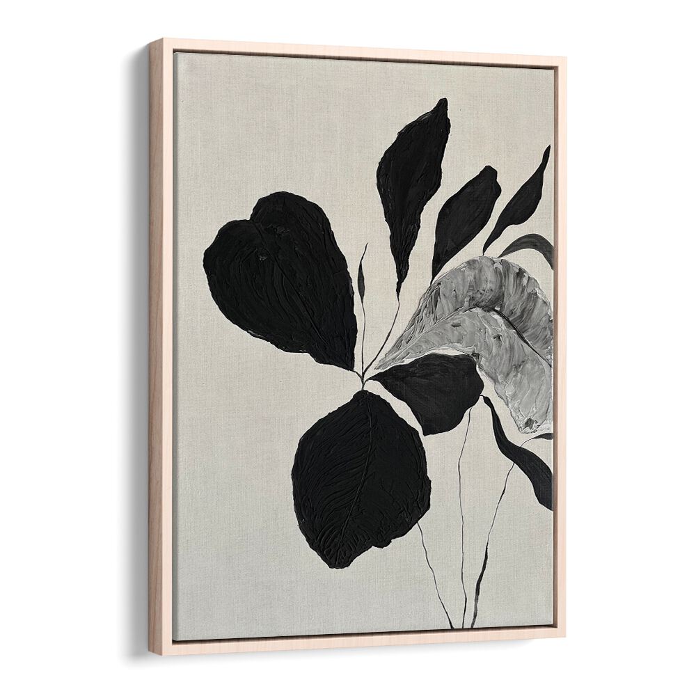 Elegant black and gray leaves in THE MUTUAL FEELING - II, FLORAL FLOWER PAINTINGS add sophistication to your decor.