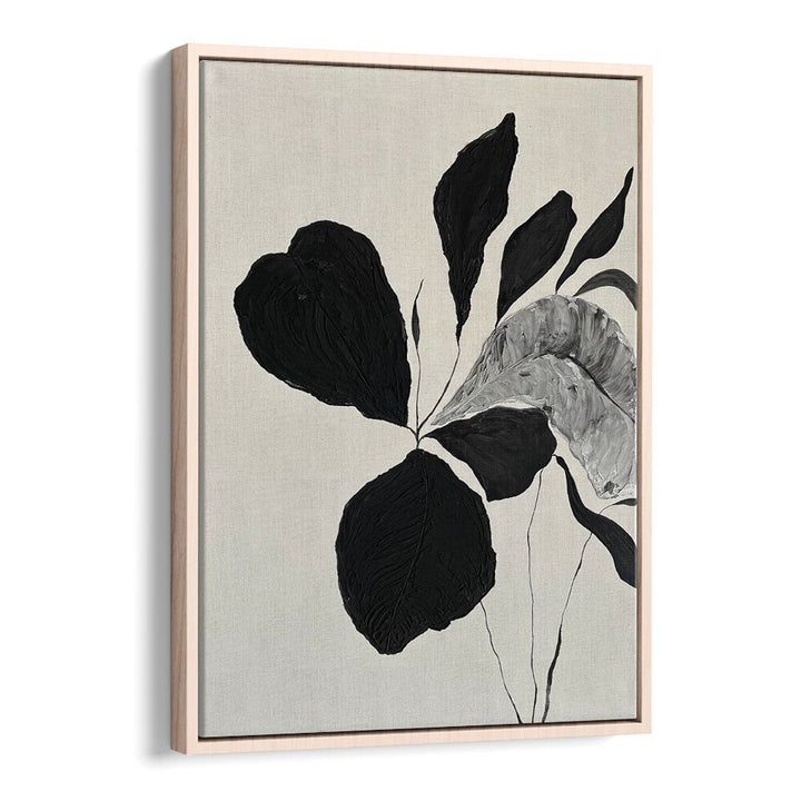 Elegant black and gray leaves in THE MUTUAL FEELING - II, FLORAL FLOWER PAINTINGS add sophistication to your decor.