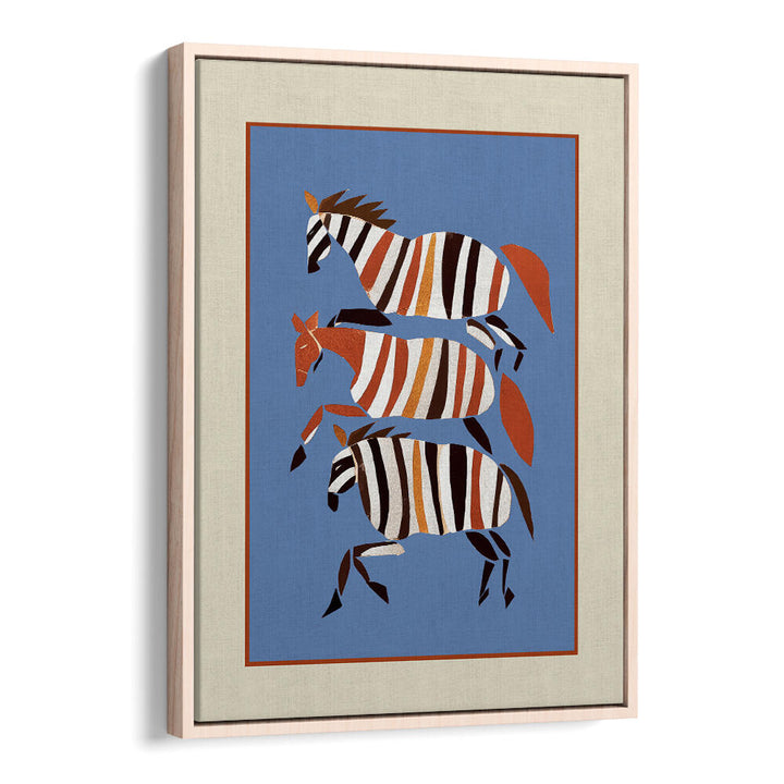 STRIPED RUNNING HORSES , BOHO ART PAINTINGS