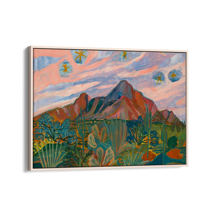 VINTAGE DESERT STARRY NIGHT SUNSET, LANDSCAPE PAINTINGS capturing a stunning desert sunset with a mesmerizing sky.