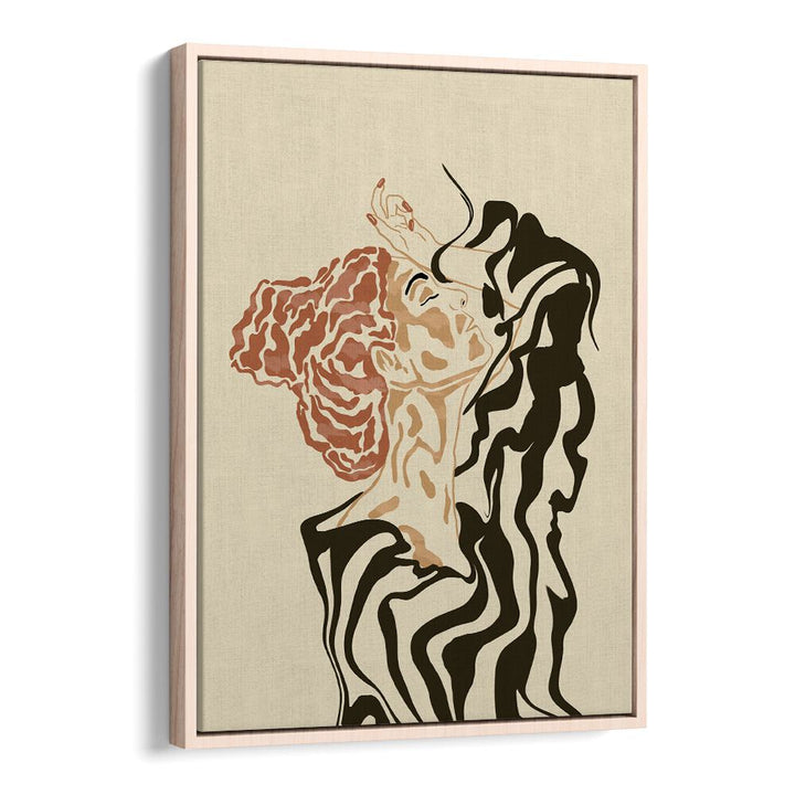 Chic woman in a striped blouse, a stunning addition to your decor with our BOHO ART PAINTINGS collection.