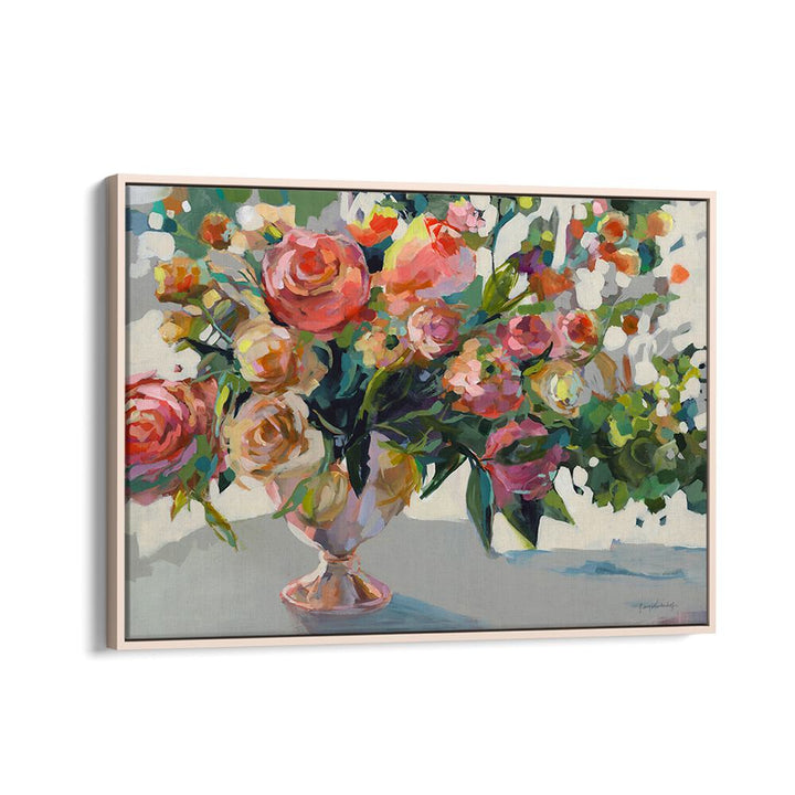 Vibrant ROSES, FLORAL FLOWER PAINTINGS showcasing colorful blooms in a decorative vase for your art collection.