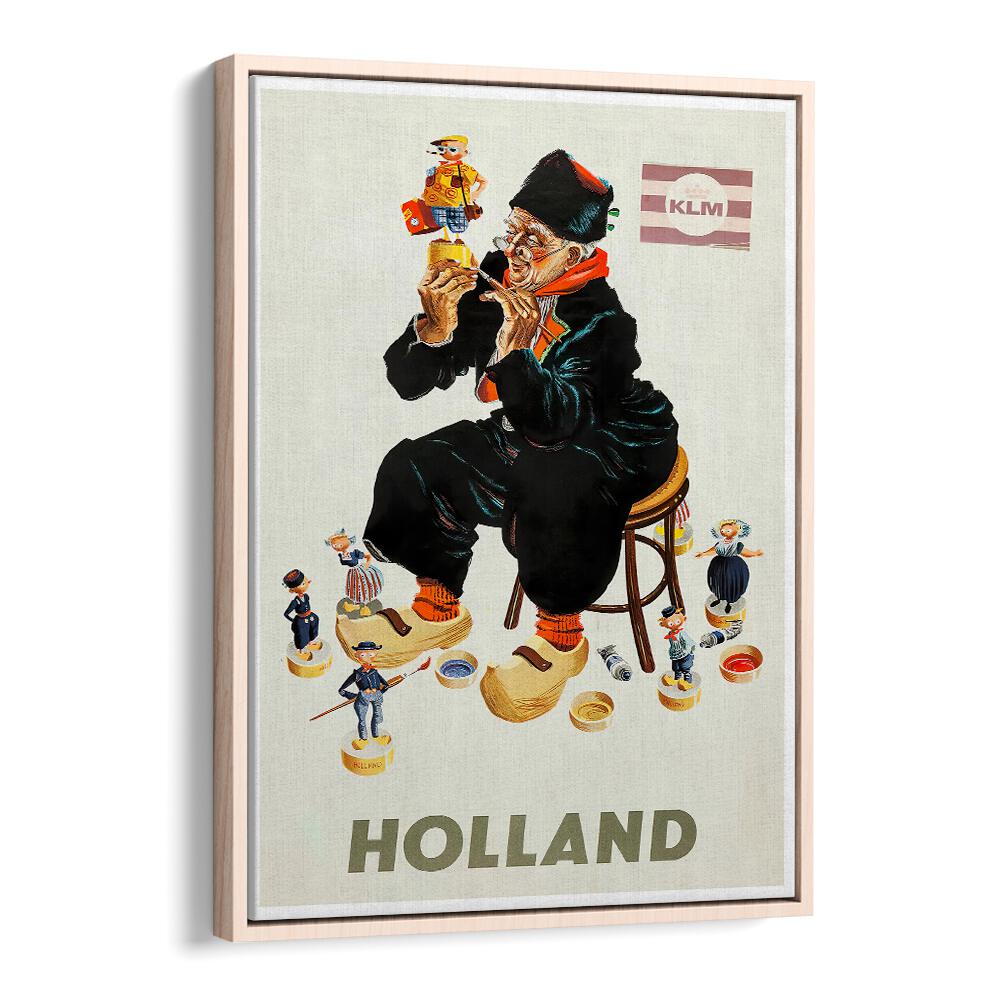 HOLLAND II, VINTAGE TRAVEL POSTERS showcase a whimsical Dutch figure with charming details, perfect for nostalgic decor.