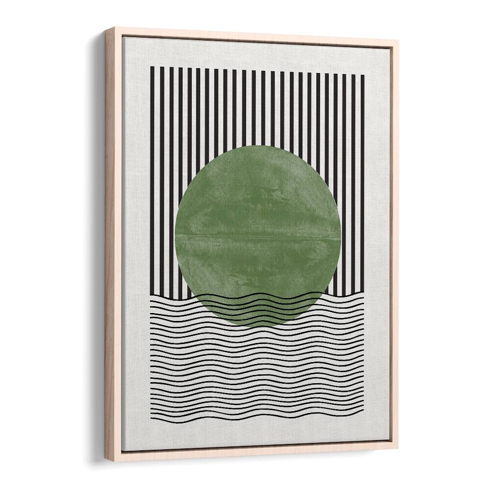 Stylish MODERN GRAPHIC, BOHO ART PAINTINGS featuring green circle and stripes, perfect for The Miuus Studio decor.