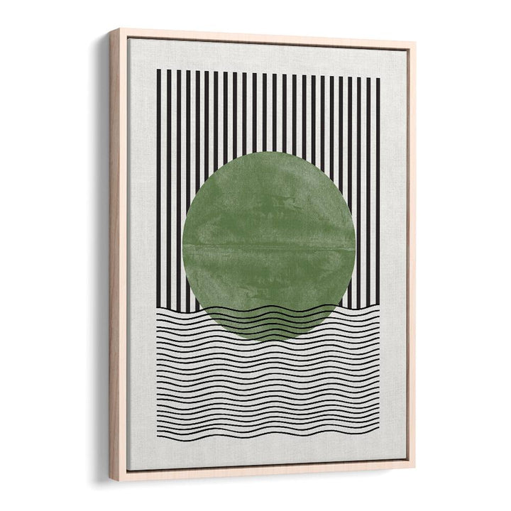 Stylish MODERN GRAPHIC, BOHO ART PAINTINGS featuring green circle and stripes, perfect for The Miuus Studio decor.