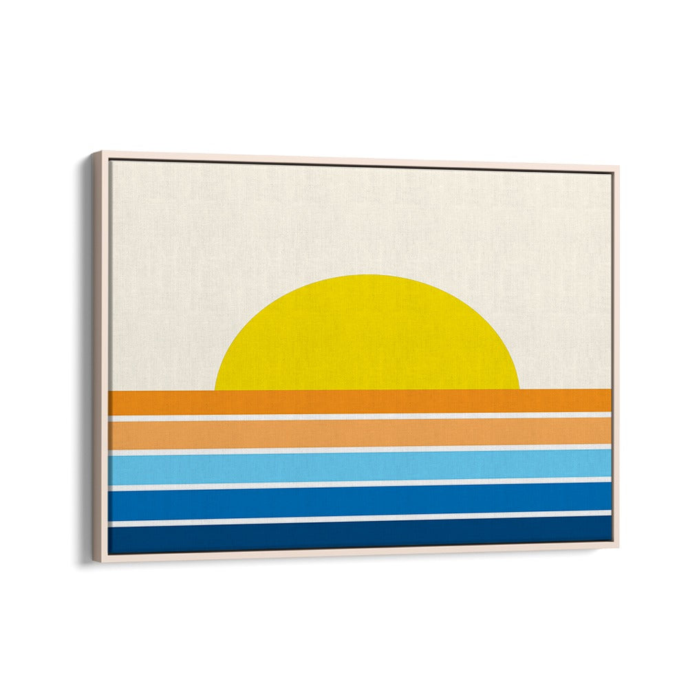 Vibrant RETRO BEACH I landscape painting, perfect for a serene coastal retreat. Ideal for your art collection.