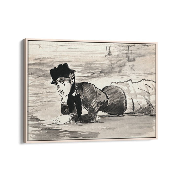 WOMAN LYING ON THE BEACH , VINTAGE PAINTINGS