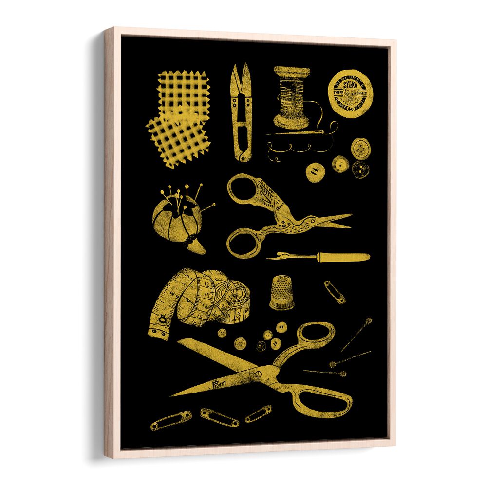 Stylishly showcase sewing tools with the HABERDASHERY BLACK AND GOLD, FASHION POSTERS for a chic decor.