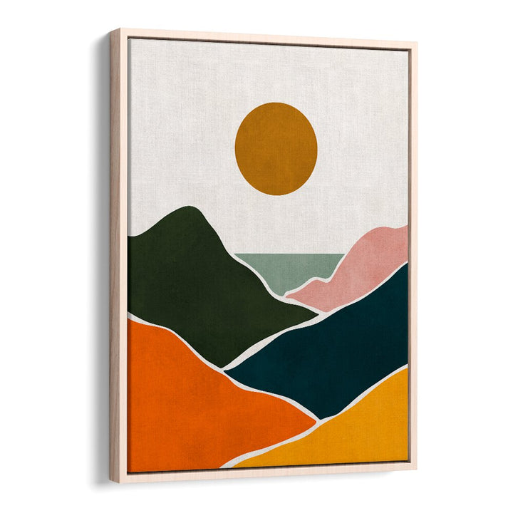 Vibrant WATERCOLOR VIII, LANDSCAPE PAINTINGS showcasing serene mountains and sun, perfect for enhancing any decor.