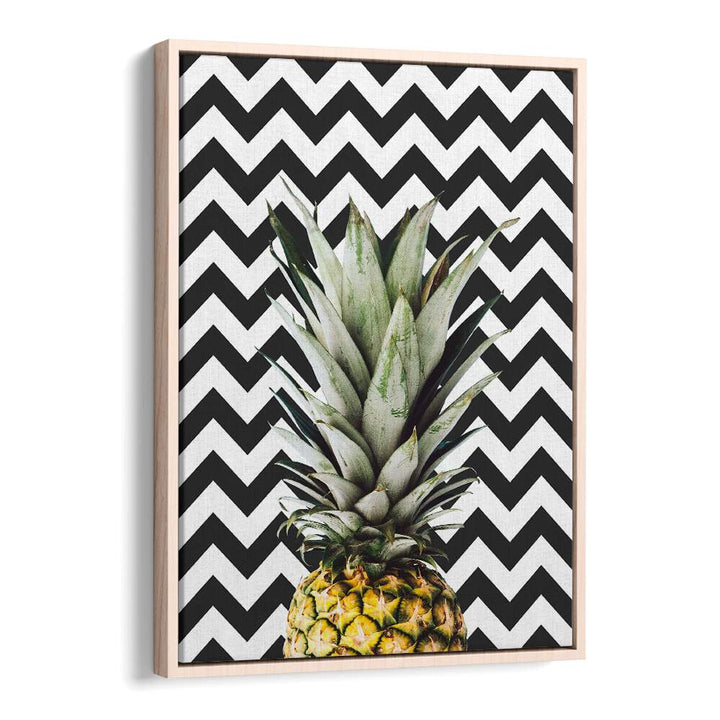 Cheerful PINEAPPLE ART II, KITCHEN POSTERS on a chevron backdrop, perfect for brightening your home decor.