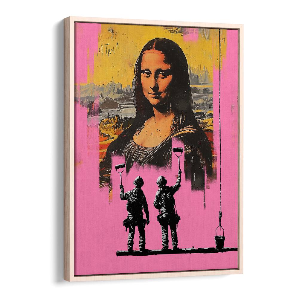 Vibrant PINK MONALISA, POP ART PAINTINGS by DIKHOTOMY blend classic art with modern style for a striking home decor piece.