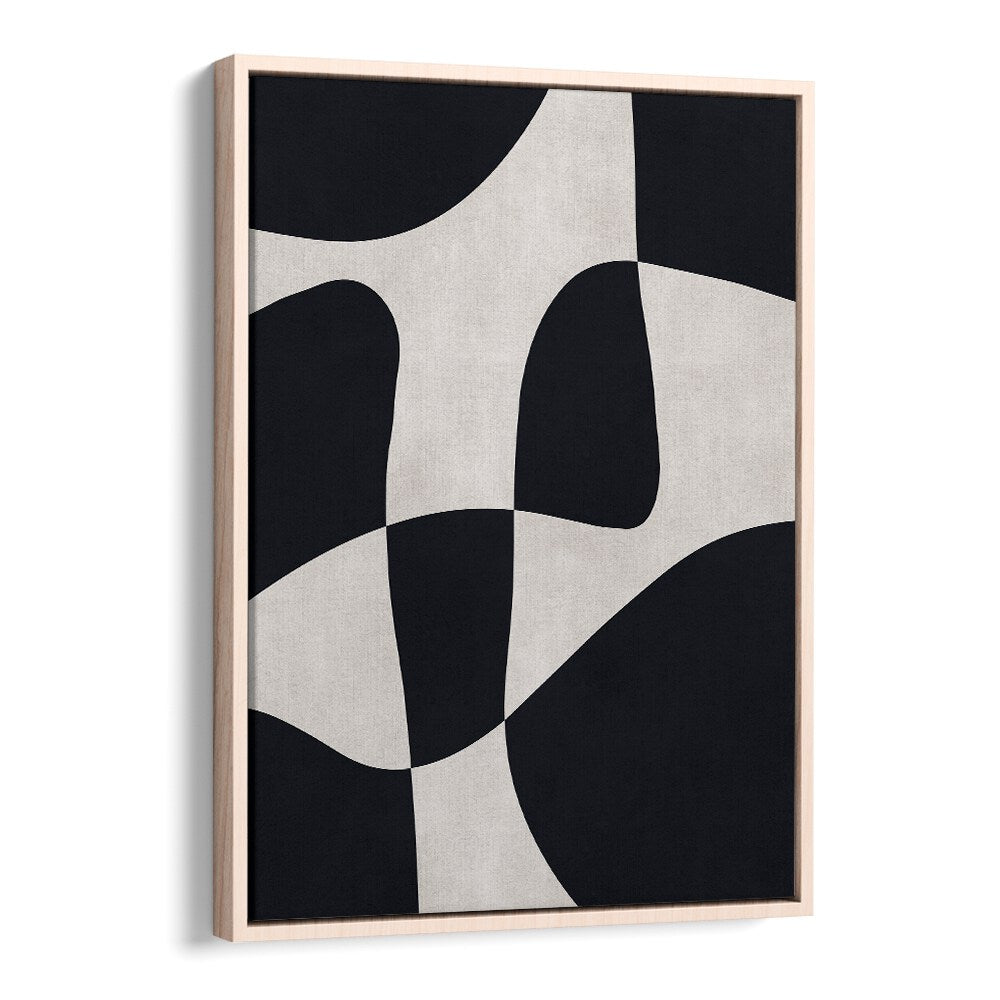CURVED SHAPES 3, ABSTRACT PAINTINGS feature modern curved lines in a striking black and white design for stylish decor.