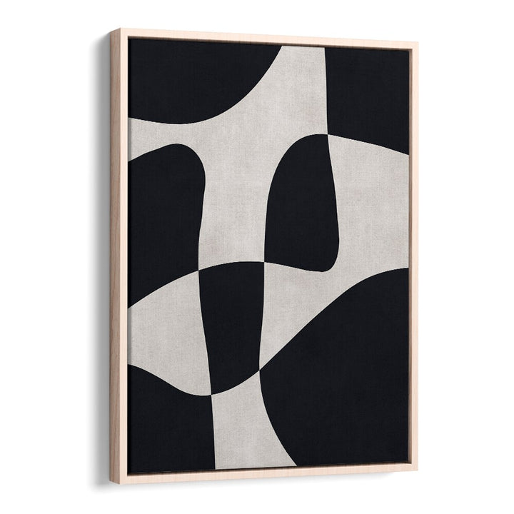 CURVED SHAPES 3, ABSTRACT PAINTINGS feature modern curved lines in a striking black and white design for stylish decor.