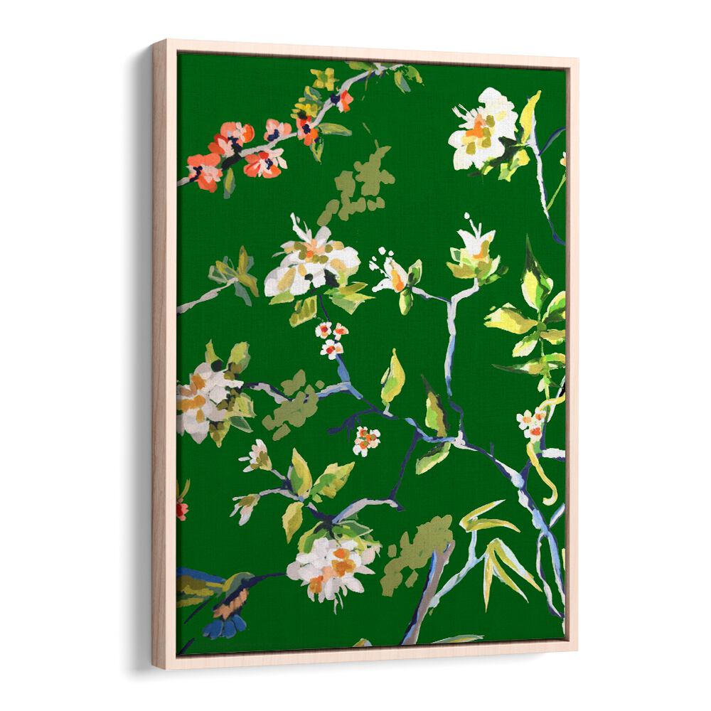 Brighten your space with DINING ROOM WALLS I, FLORAL FLOWER PAINTINGS, showcasing elegant floral designs on green.
