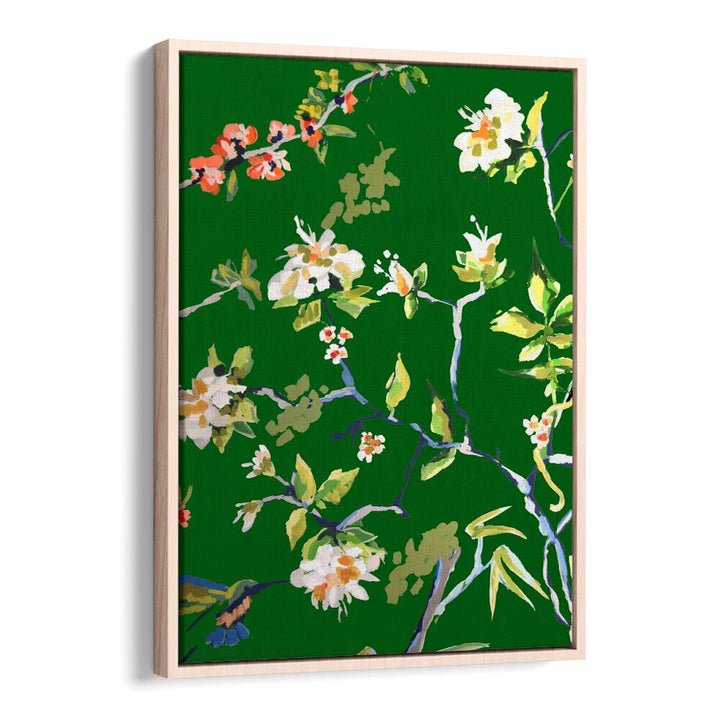 Brighten your space with DINING ROOM WALLS I, FLORAL FLOWER PAINTINGS, showcasing elegant floral designs on green.