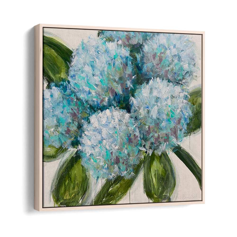Vibrant BLUE HYDRANGEAS LEAVES, FLORAL FLOWER PAINTINGS add a touch of nature's beauty to your home decor.
