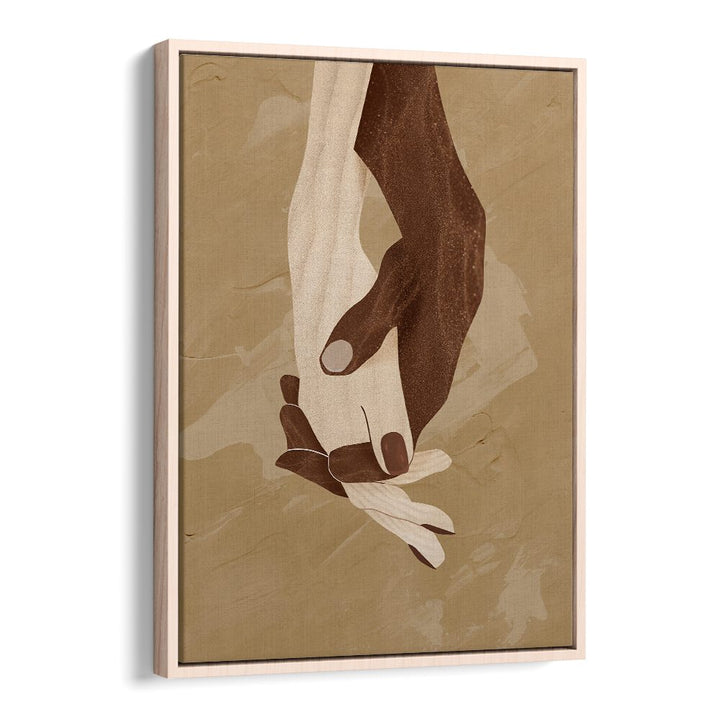 Stylish COLOUR-NITY, BOHO ART PAINTINGS featuring intertwined hands, perfect for adding warmth to your space.