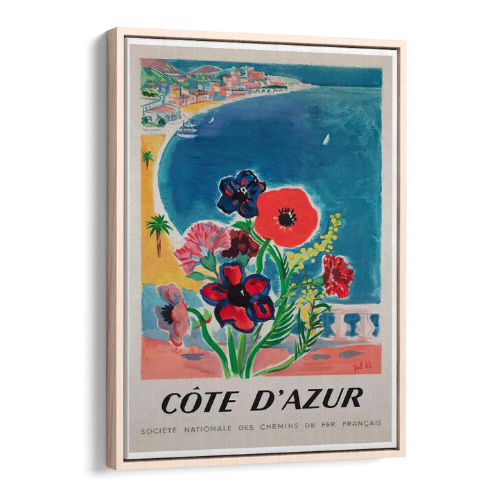 COTE D'AZUR, VINTAGE TRAVEL POSTERS showcase vibrant flowers and scenic views of the French Riviera's allure.