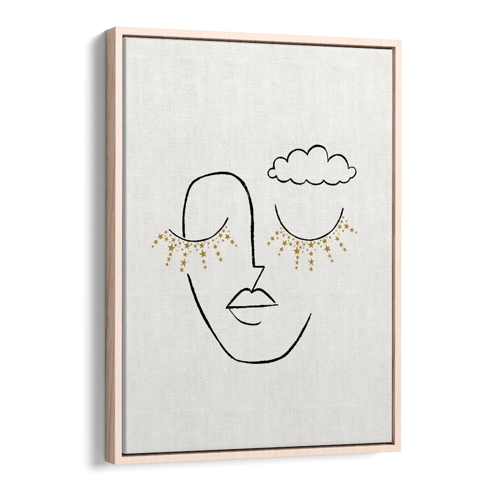 Elegant DAYDREAMER, LINE ART PAINTINGS featuring a serene face design, perfect for modern home decor.