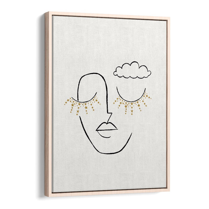 Elegant DAYDREAMER, LINE ART PAINTINGS featuring a serene face design, perfect for modern home decor.