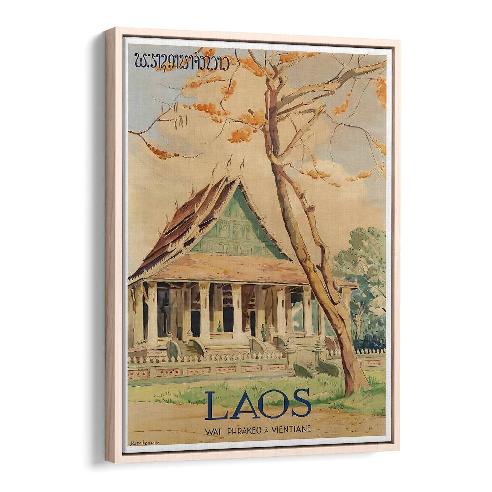 Beautiful LAOS I, VINTAGE TRAVEL POSTERS depicting Wat Phra Keo, perfect for travel lovers and home decor.