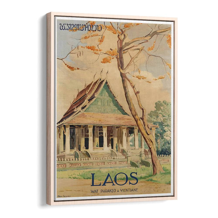 Beautiful LAOS I, VINTAGE TRAVEL POSTERS depicting Wat Phra Keo, perfect for travel lovers and home decor.