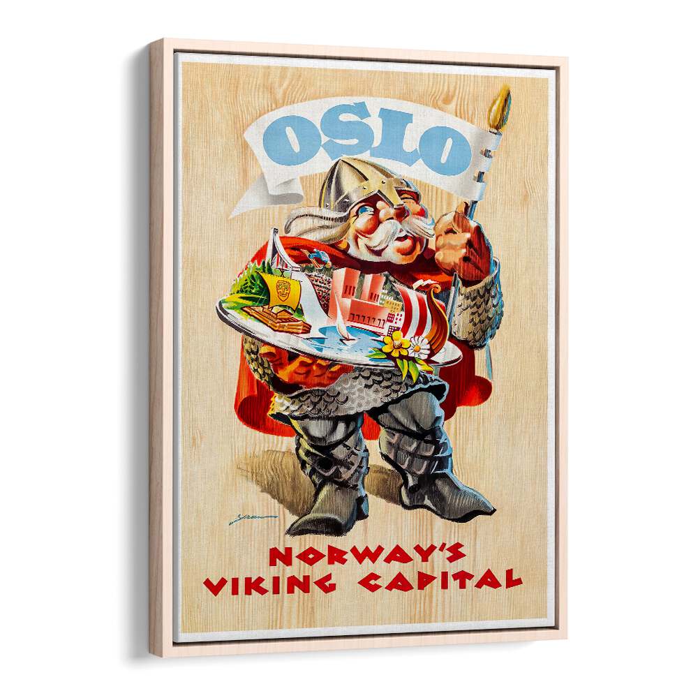 OSLO Vintage Travel Posters featuring a whimsical Viking character, perfect for nostalgia in any living space.
