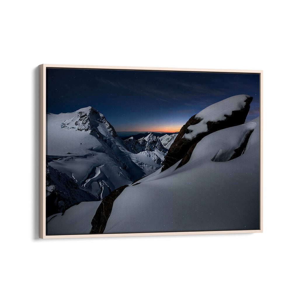Stunning BREAKING DAWN, PHOTOGRAPHY PRINTS showcase serene mountains under a starry sky, perfect for nature lovers.