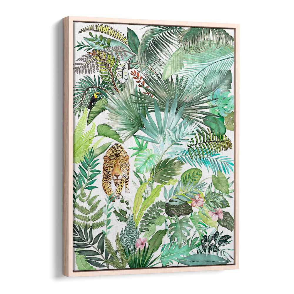 JUNGLE LEOPARD III , FLORAL FLOWER PAINTINGS