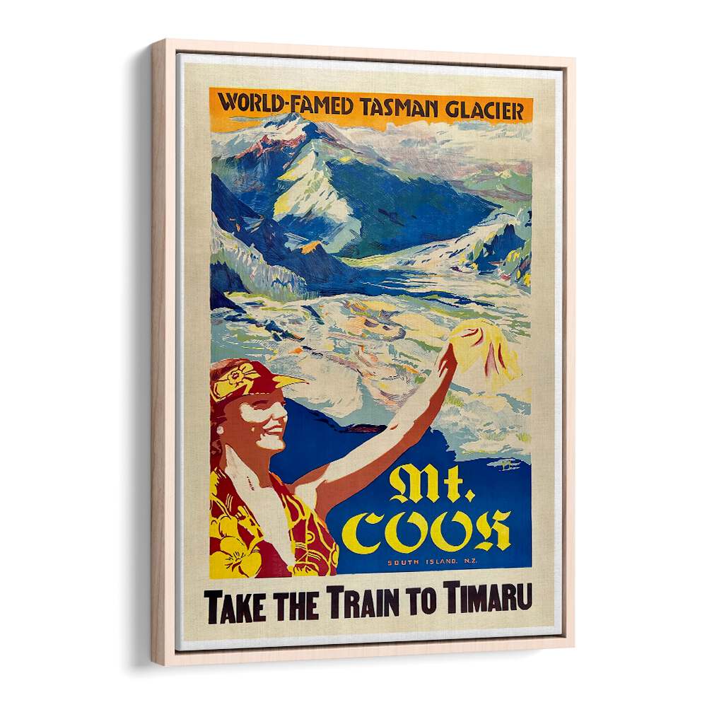 MT COOS, VINTAGE TRAVEL POSTERS showcase a stunning retro design celebrating the Tasman Glacier and travel nostalgia.