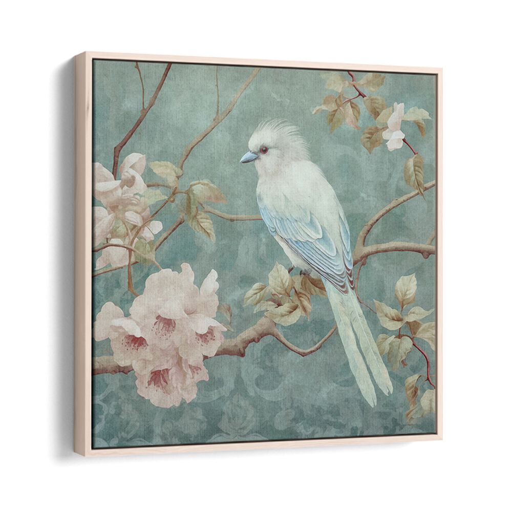 Chinoiserie Bird V, Animal Paintings showcases a vibrant bird perched on a branch with delicate flowers, perfect for decor.