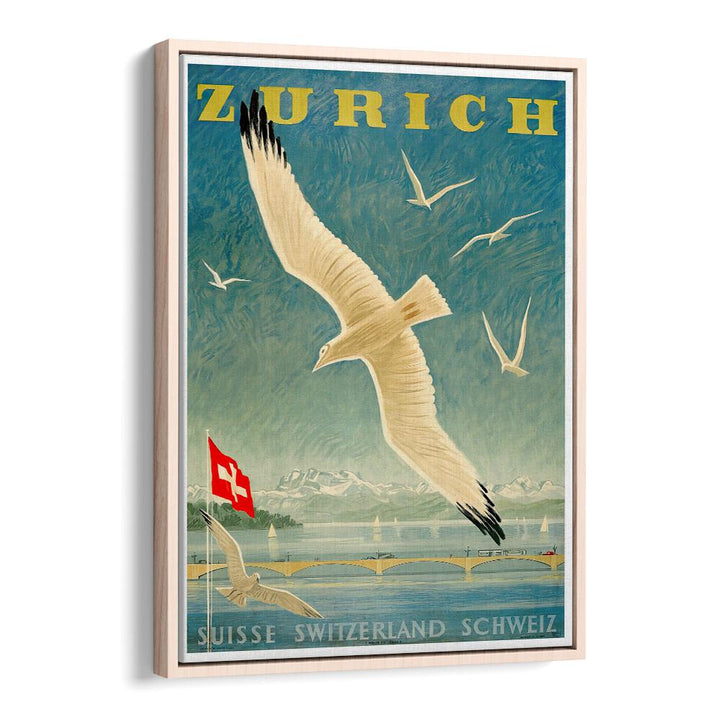 Decorate your space with ZURICH, VINTAGE TRAVEL POSTERS, showcasing Switzerland's charm and picturesque beauty.