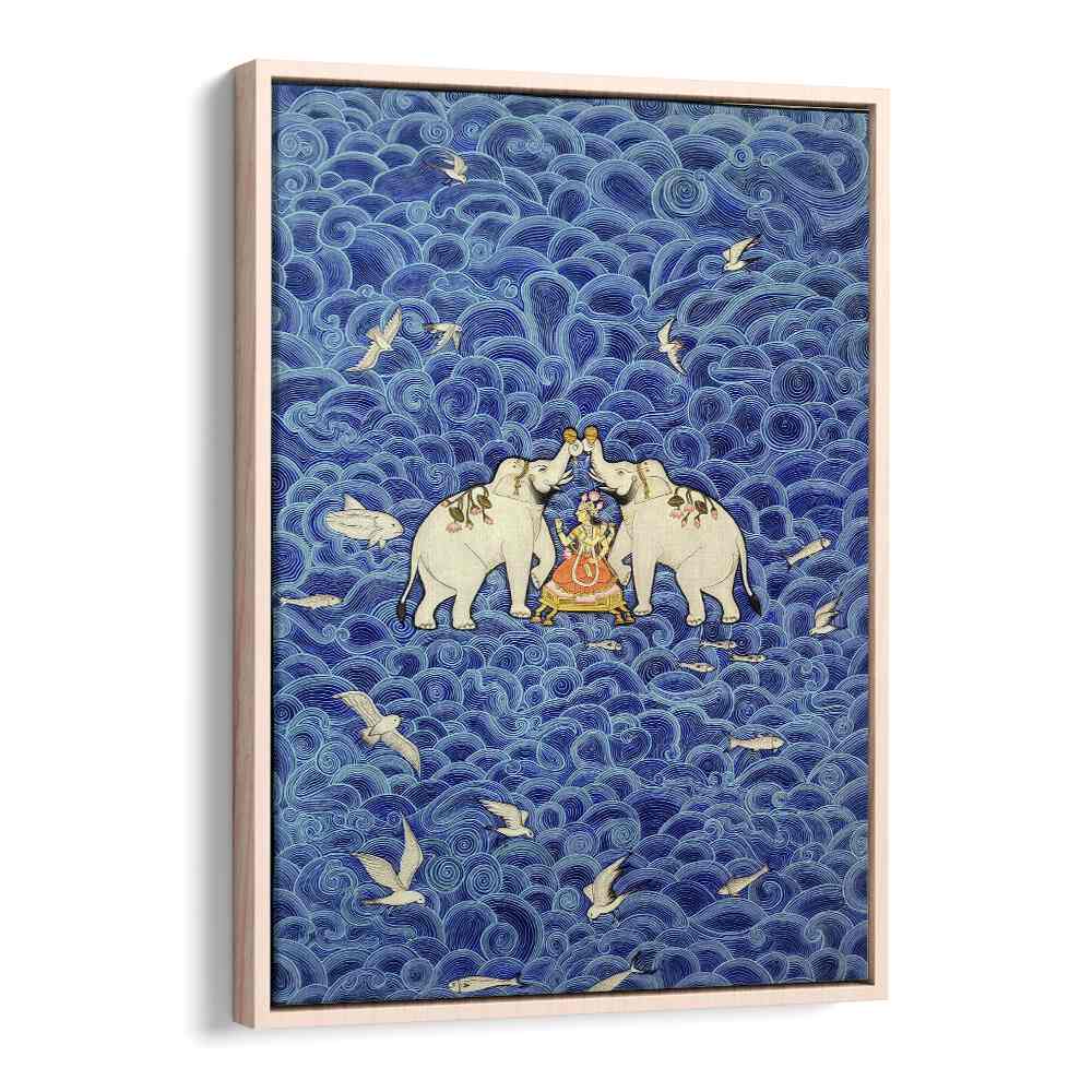 Exquisite SHRI LAXMI, INDIAN ART PAINTINGS featuring elephants, perfect for enhancing home decor with culture.