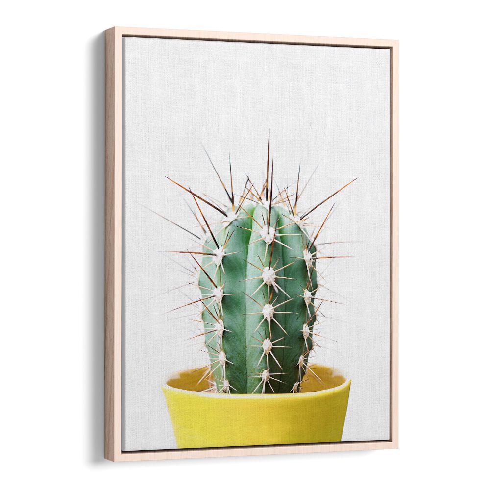Bright SPIKEY CACTUS in a yellow pot, perfect for enhancing indoor spaces with FLORAL FLOWER PAINTINGS.
